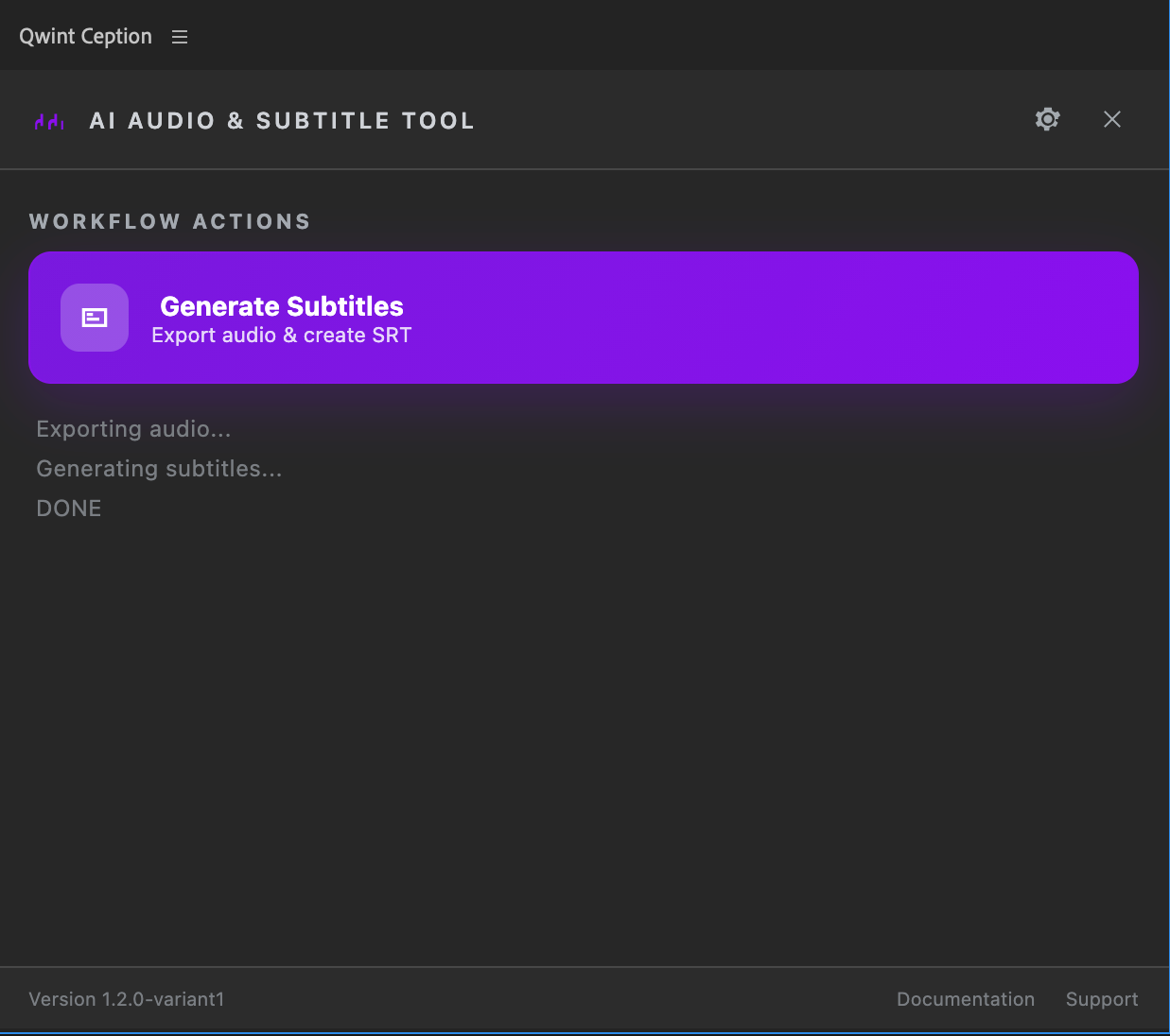 AI captions interface inside Adobe Premiere Pro